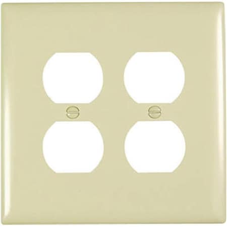 TPJ82ICC10 2 Gang Double Duplex Outlet Opening Nylon Wall Plate44; Ivory